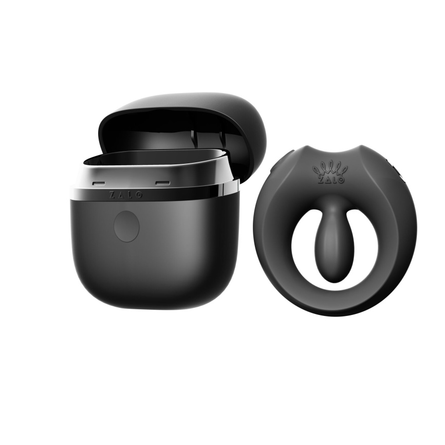 Ерекційне смарт-віброкільце Zalo Apis Obsidian Black, до 4 годин роботи, зарядний кейс фото 13