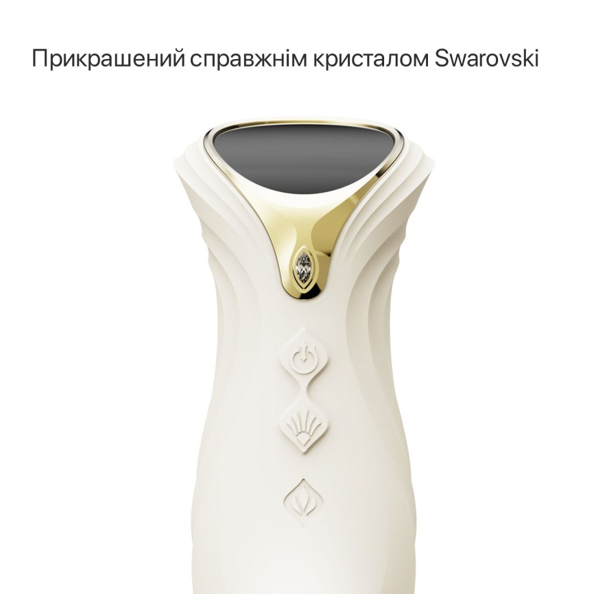 Смарт пульсатор-кролик з вібрацією Zalo Mose 2 Ivory White, підігрів до 42 °C, кристал Swarovski фото 15