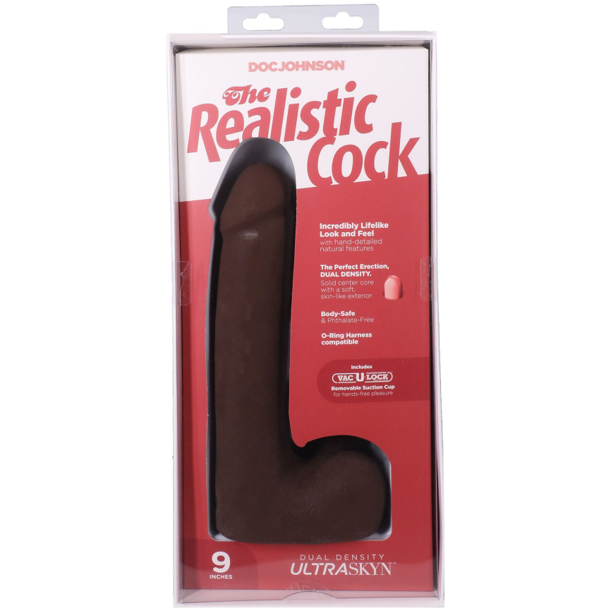 Фалоімітатор Doc Johnson The Realistic Cock ULTRASKYN - 9 Inch with Balls Chocolate фото 10