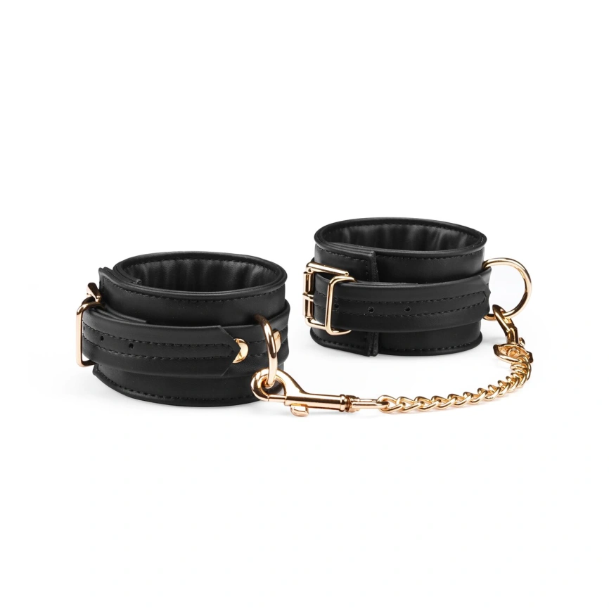Наручники с цепочкой Liebe Seele Black Organosilicon Wrist Cuff, экокожа фото 1