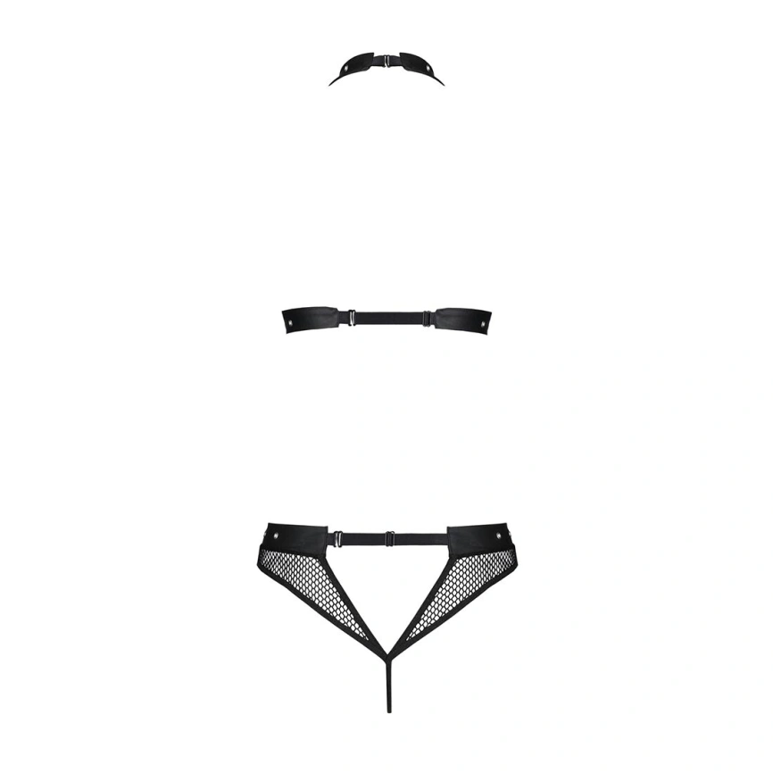 Белье с открытым доступом Passion MOONLIGHT SET XXL/XXXL black, топ, стринги фото 11