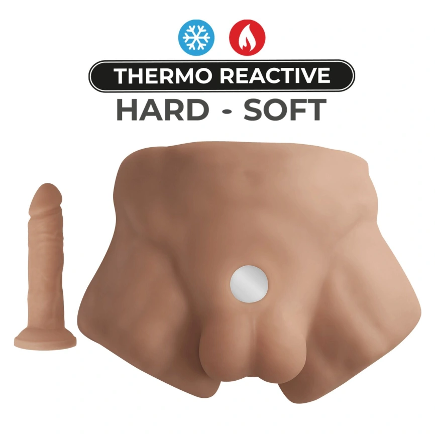 Полуторс с фаллоимитатором на присоске SilexD Apollo S Male Torso Caramel фото 4