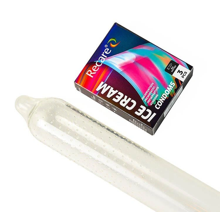 Презервативы Holographic Recare Ice Cream Big Dotted Condoms 3 шт, с пупырышками, аромат: мороженое фото 4
