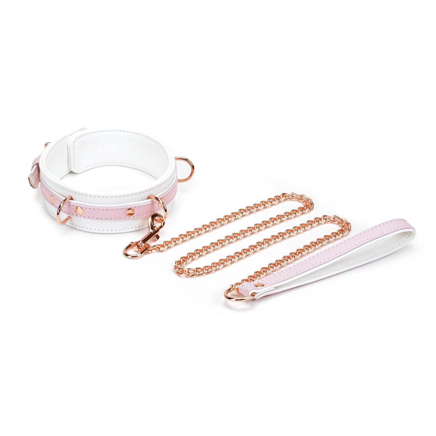 Нашийник з повідцем Liebe Seele White & Pink Fairy Goat Leather Collar фото 1