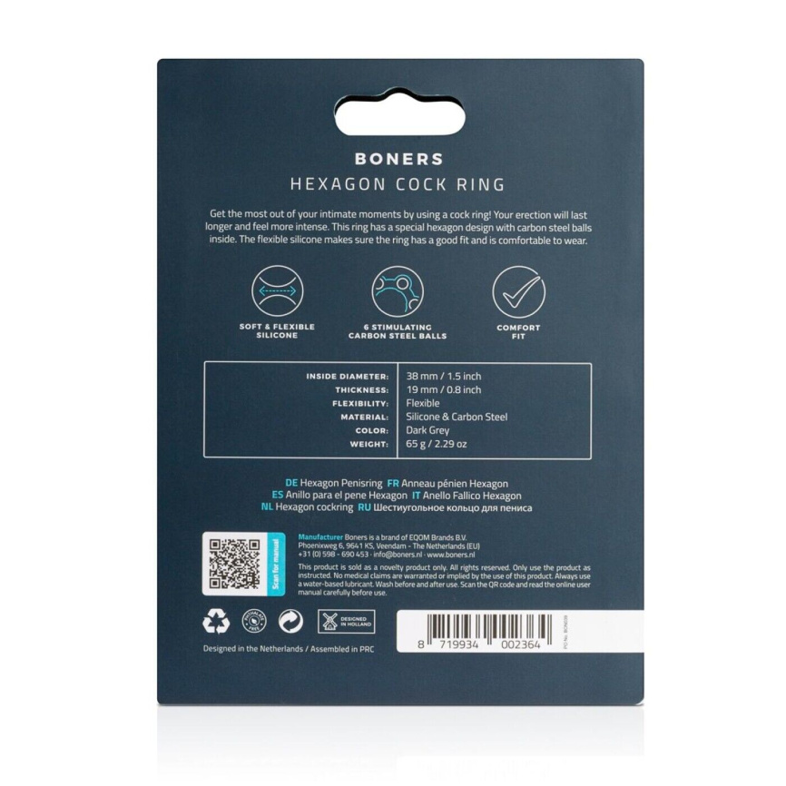 Ерекційне кільце Boners Hexagon Cock Ring фото 4