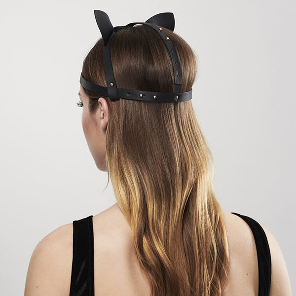 Маска кішечки Bijoux Indiscrets MAZE - Cat Ears Headpiece Black, екошкіра фото 8