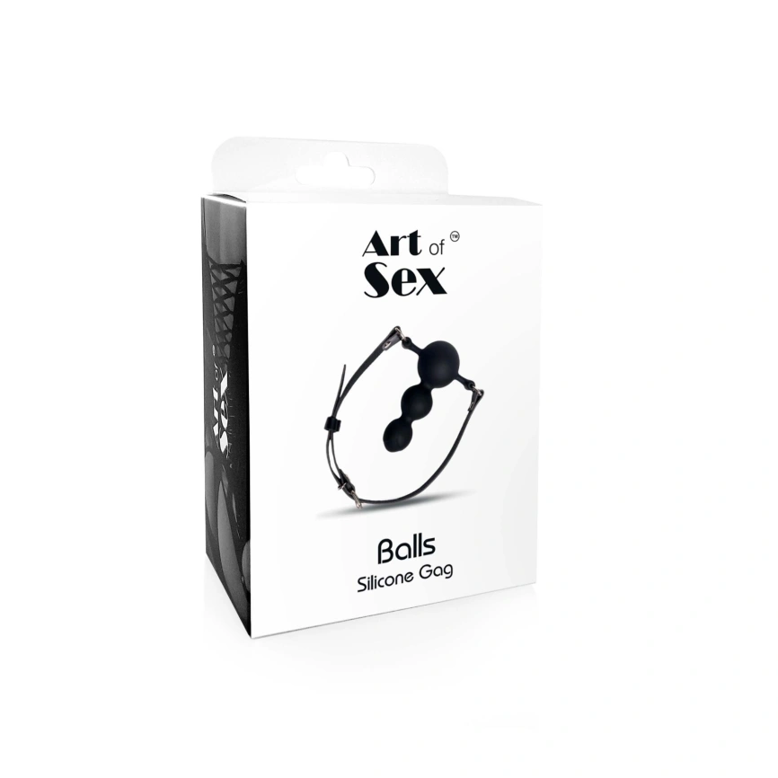 Кляп силиконовый Art of Sex - Balls, экокожа, черный фото 3