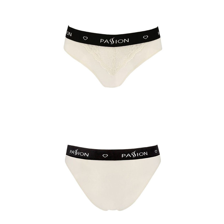 Трусики з широкою резинкою і мереживом Passion PS001 PANTIES XL, ecru фото 4