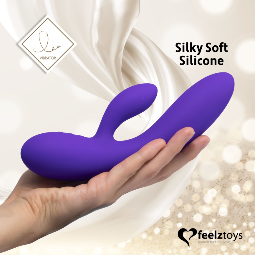 Гнучкий вібратор кролик з двома моторами FeelzToys Lea Rabbit Vibrator Medium Purple фото 4