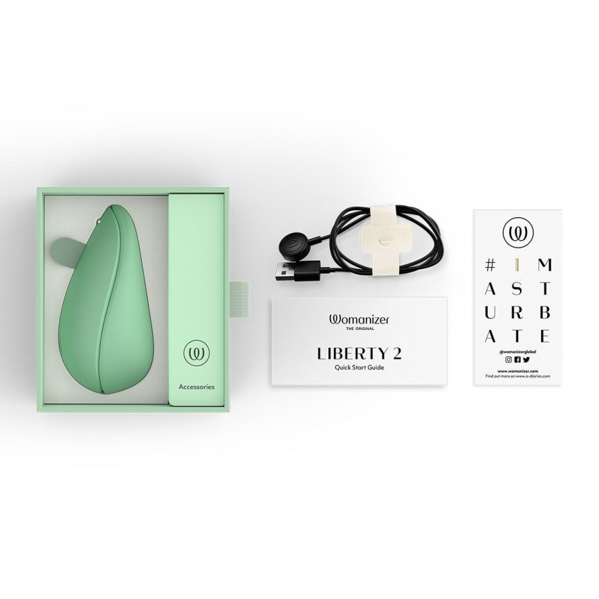 Вакуумний кліторальний стимулятор Womanizer Liberty 2 Sage, 8 режимів, магнітна кришечка фото 7