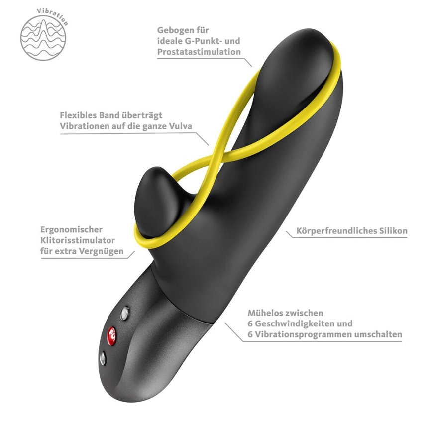 Мини вибратор-кролик со стимулирующей лентой Fun Factory AMORINO Black, лента съемная фото 5