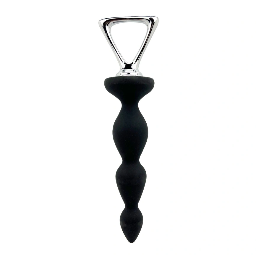 Анальная цепочка Adrien Lastic Arrow II, черная, силиконовая, гибкая, с металлической ручкой, диаметр 3,2 см фото 1