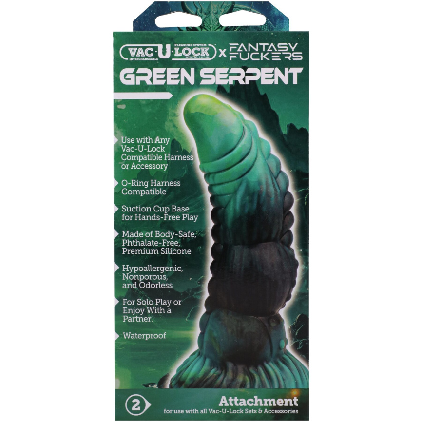 Фентезійний фалоімітатор Doc Johnson Vac-U-Lock x Fantasy Fuckers Green Serpent фото 7