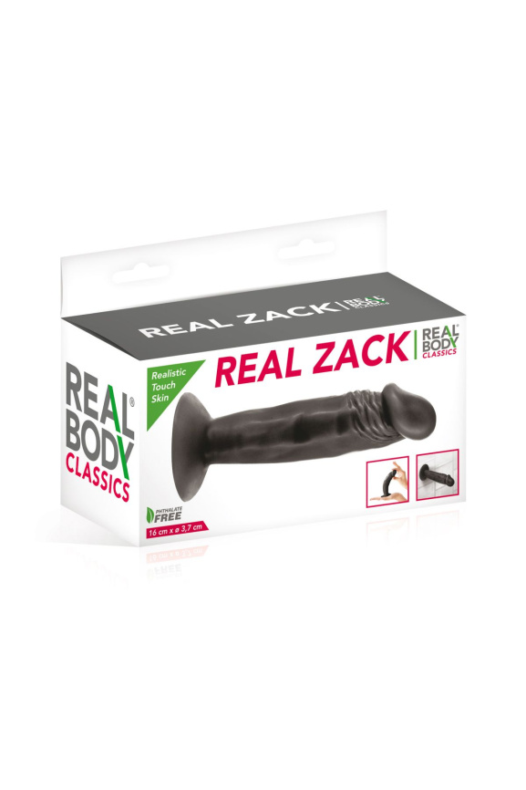 Фалоімітатор із присоскою Real Body — Real Zack Black, TPE, діаметр 3,7 см фото 2