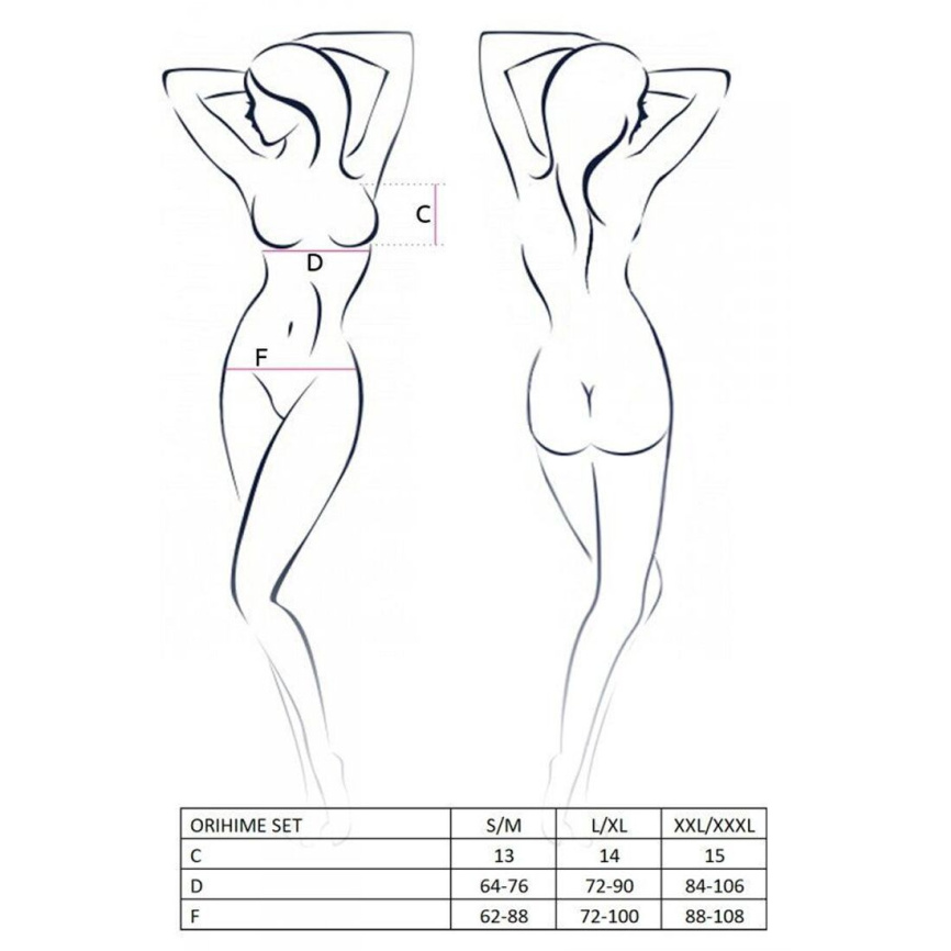 Комплект білизни Passion ORIHIME SET XXL/XXXL, white, стрепи, ліф і трусики фото 5