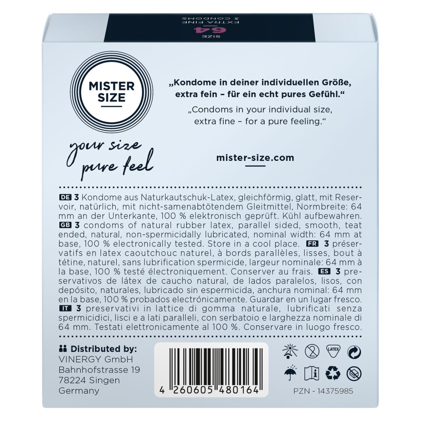 Презервативи Mister Size - pure feel - 64 (3 condoms), товщина 0,05 мм фото 3