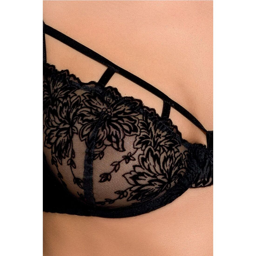 Комплект білизни Passion Exclusive HAYA SET L/XL, black, стрінги, ліф, пояс для панчіх фото 5