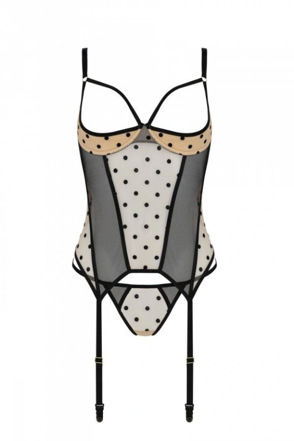 Корсет Passion MARINA CORSET, XXL/XXXL, beige, с открытыми чашками фото 3
