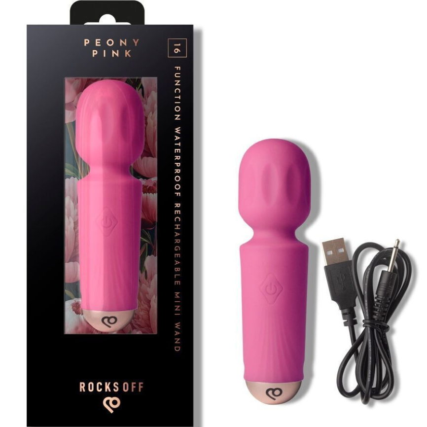 Вібромасажер Rocks Off Mini Wand Peony Pink, 16 режимів фото 5