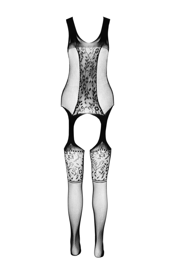 Бодистокинг с имитацией чулок и ажурной вставкой Passion BS072 black фото 6