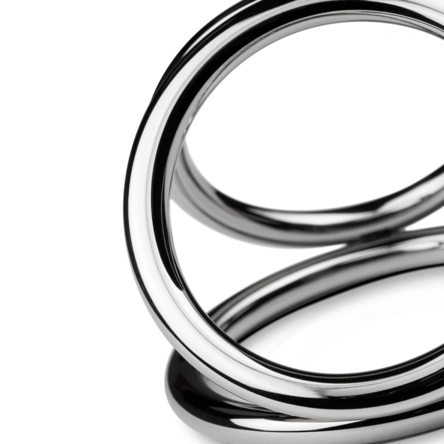 Тройное эрекционное кольцо Sinner Gear Unbendable — Triad Chamber Metal Cock and Ball Ring — Large фото 4