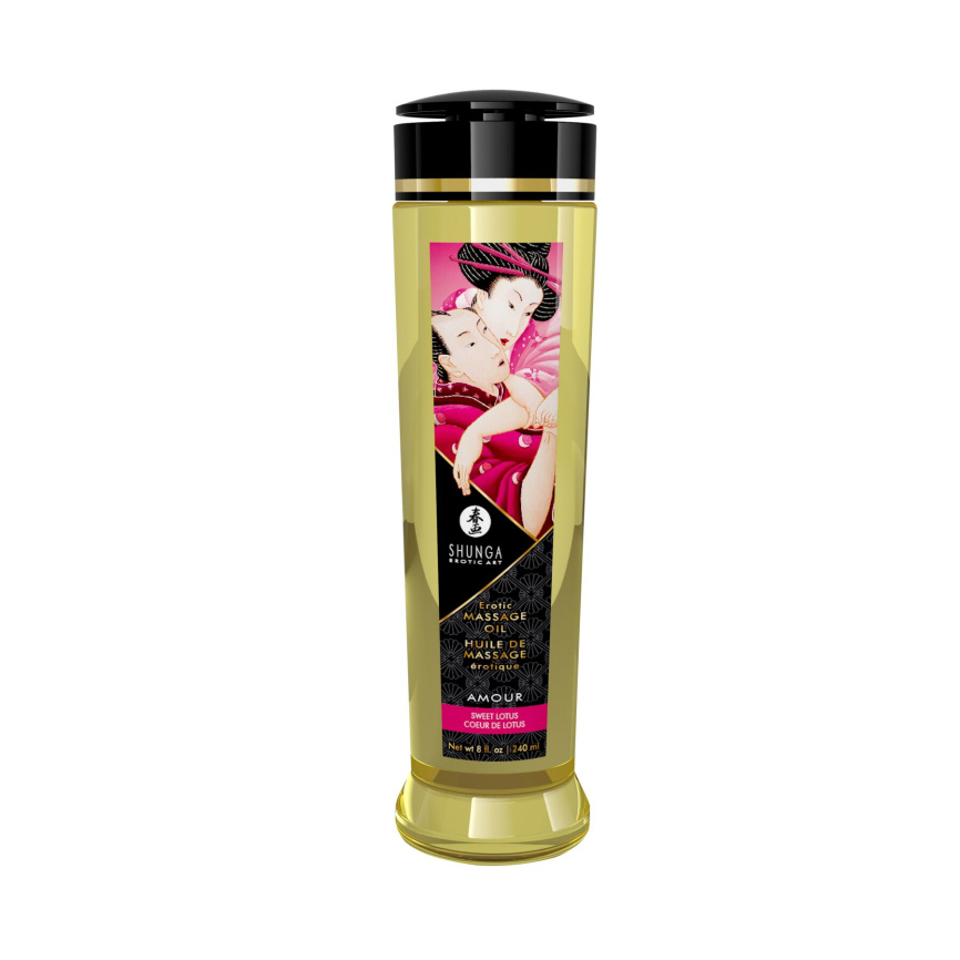 Масажна олія Shunga Amour – Sweet Lotus (240 мл) натуральна зволожувальна фото 1