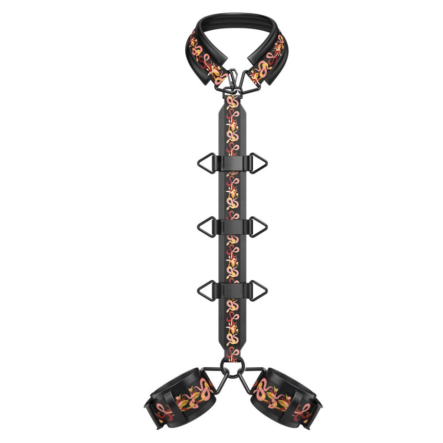 БДСМ-набір LOCKINK The Flowering Serpent Bondage Set, чорний, з малюнком у вигляді змій, 12 предметів фото 2