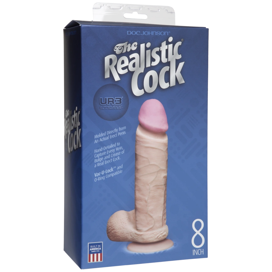 Фаллоимитатор Doc Johnson The Realistic Cock 8 inch White - ULTRASKYN, Vack-U-Lock, диаметр 5,1см фото 2