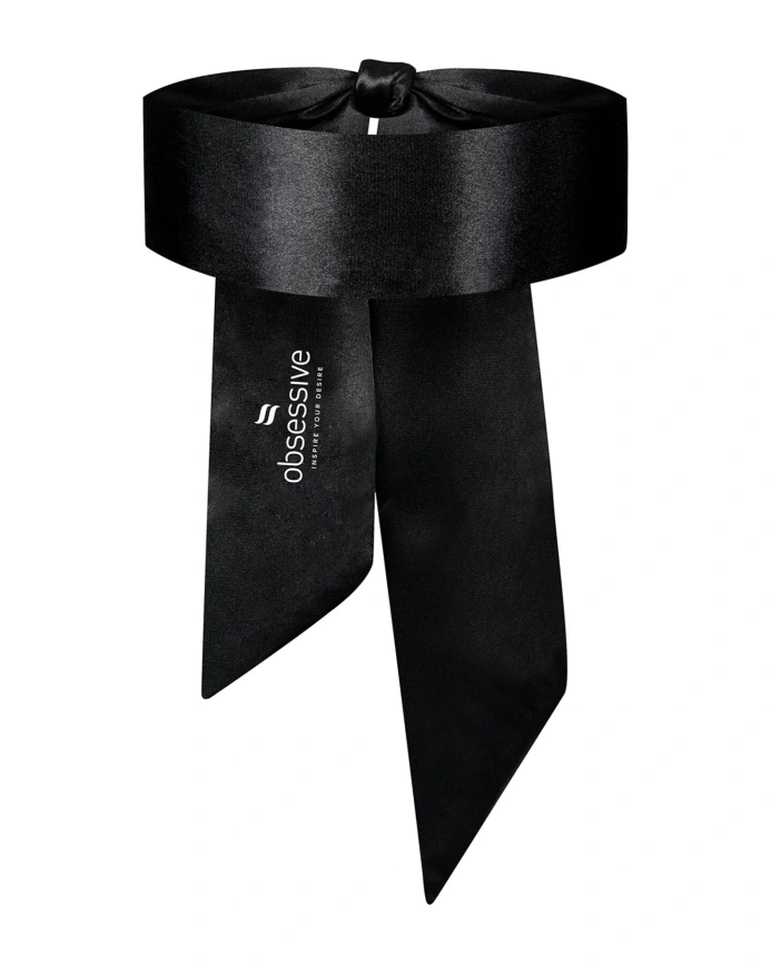 Атласная маска-повязка Obsessive Blindfold black One size, черная фото 2