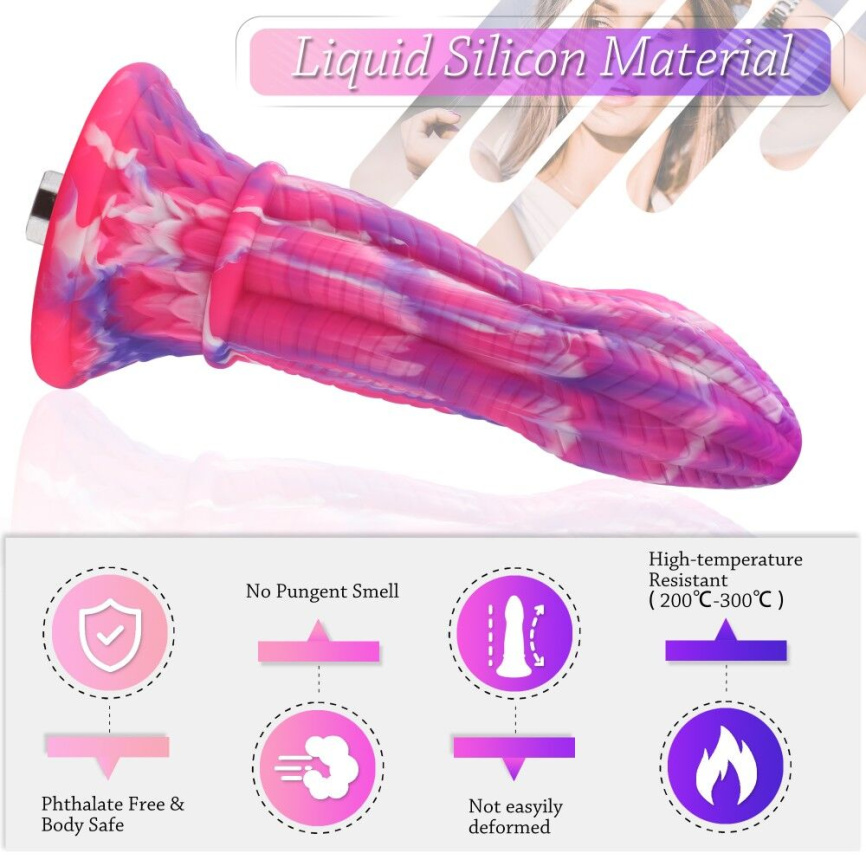 Фалоімітатор для секс-машин Hismith 10.3″ Silicone Monster Dildo Series, KlicLok та присоска фото 4