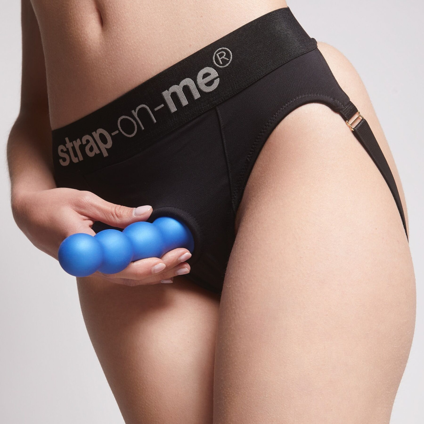 Насадка для страпона Strap-On-Me Dildo Plug Balls Blue Metallic XL фото 5