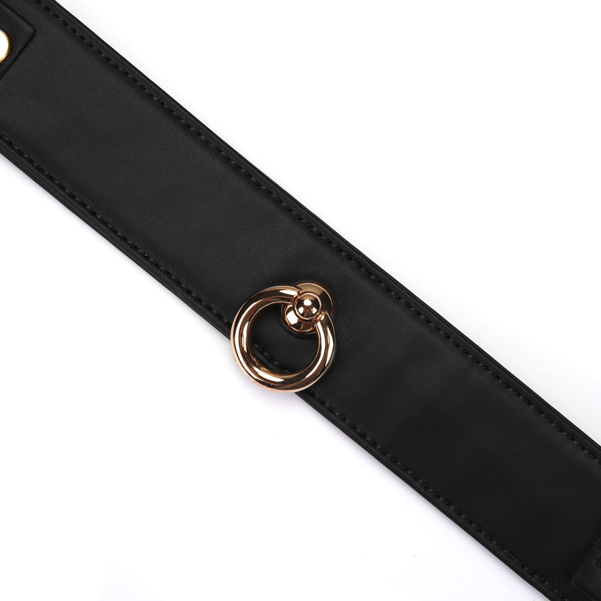 Нашийник з повідцем Liebe Seele Black Organosilicon Collar with Leash, екошкіра фото 3