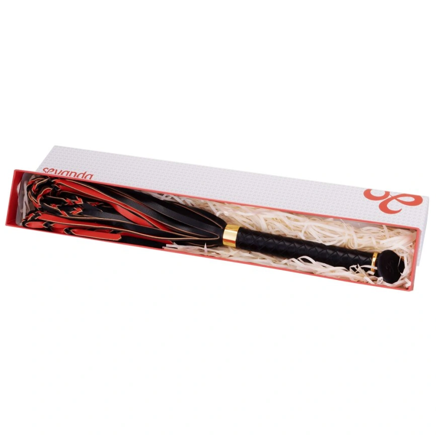 Паддл LOCKINK SEVANDA Braided-handle Spanking Paddle, черно-красный, гладкий, с плетением на ручке фото 8