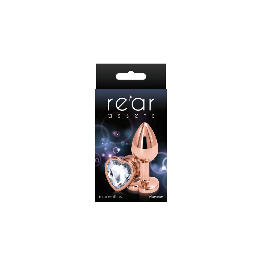 Анальная пробка NS Novelties Rear Assets - Rose Gold Heart - Small - Clear фото 2