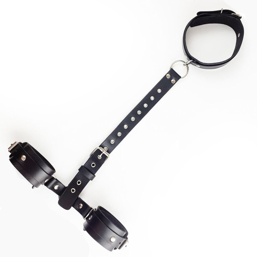 Фіксатори для шиї та рук Art of Sex - Bondage Set з натуральної шкіри, колір чорний фото 6