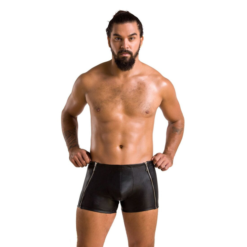 Чоловічі шкіряні боксери з блискавками Passion 049 SHORT MATT L/XL Black фото 9
