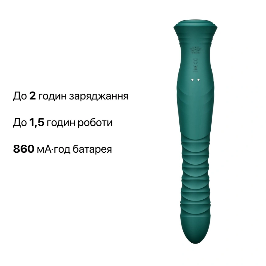 Смарт пульсатор-кролик с вибрацией Zalo Mose 2 Turquoise Green, подогрев до 42°C, кристалл Swarovski фото 25