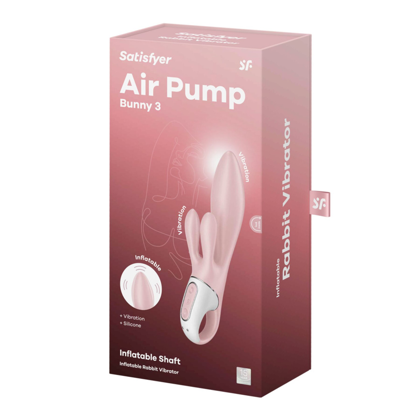 Вібратор-кролик надувний Satisfyer Air Pump Bunny 3, 12 режимів, подвійний відросток фото 6