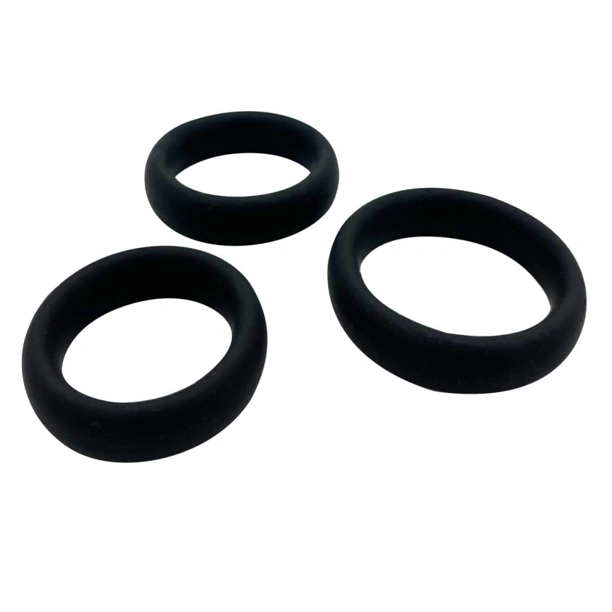 Набор эрекционных колец Alive Sensual Pleasure Rings, 3 размера, черные, очень эластичные фото 2