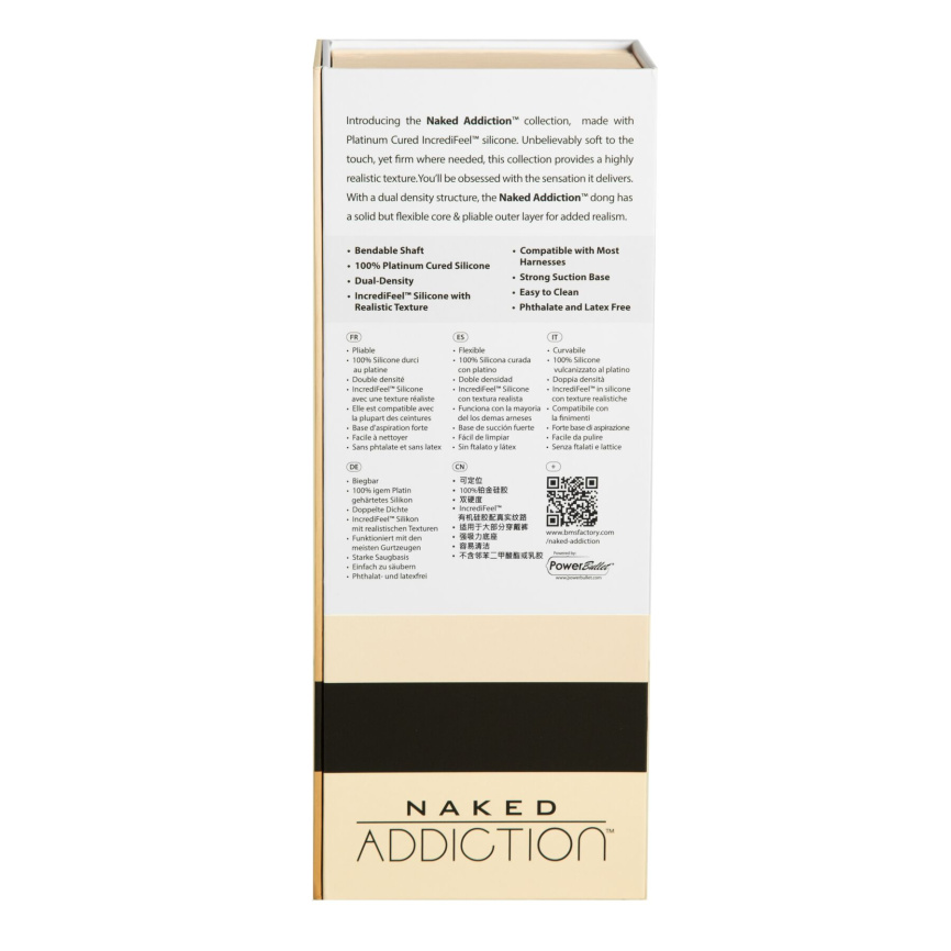 Фалоімітатор Naked Addiction — 9″ Silicone Dual Density Bendable Dildo Vanilla, віброкуля в подаруно фото 10