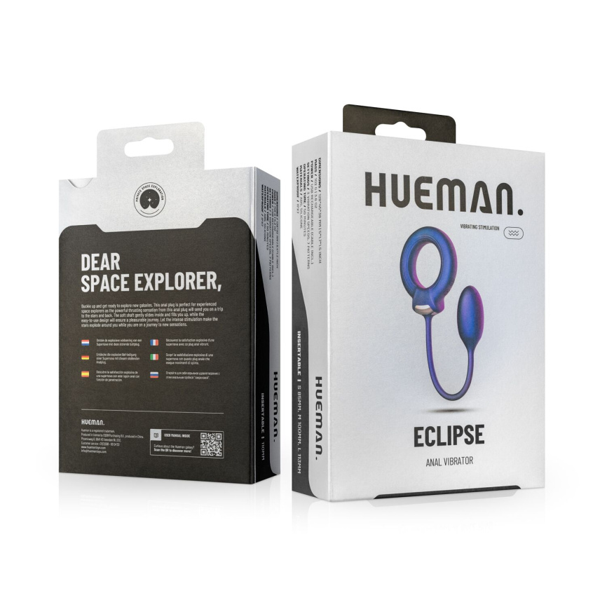 Ерекційне віброкільце з віброяйцем Hueman - Eclipse Anal Vibrator фото 9