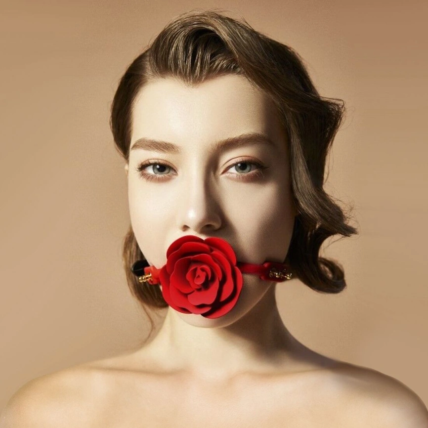Роскошный кляп в виде розы Zalo - Rose Ball Gag, двойное использование фото 13