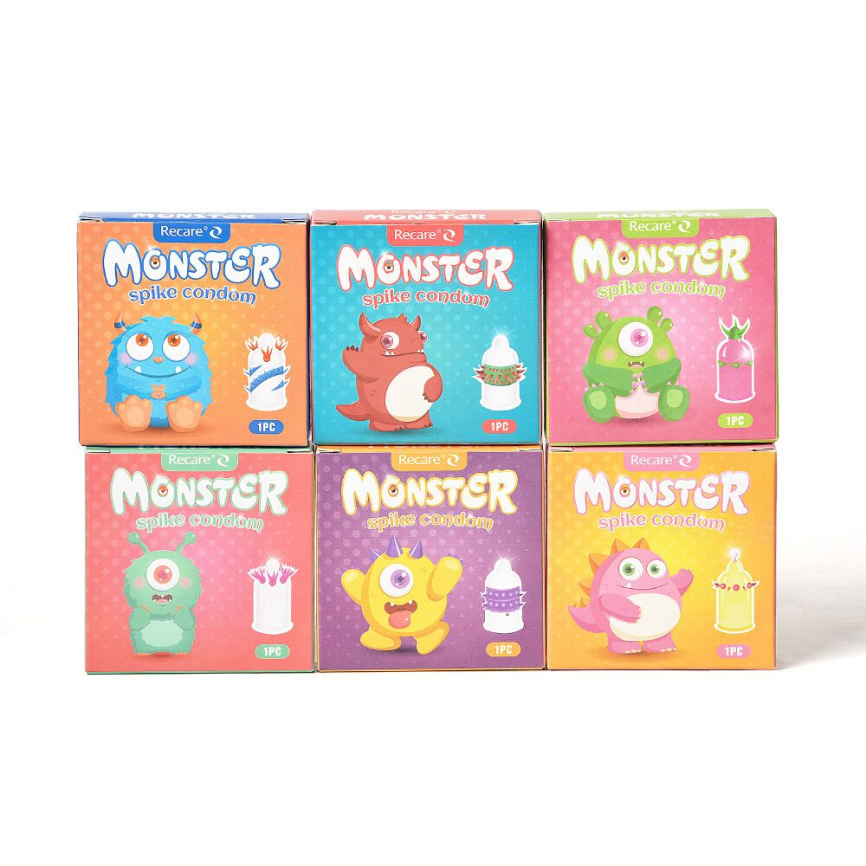 Насадка на член Recare Green Monster Spike Condom (презерватив з рядом кульок і вусиками на кінчику) фото 9