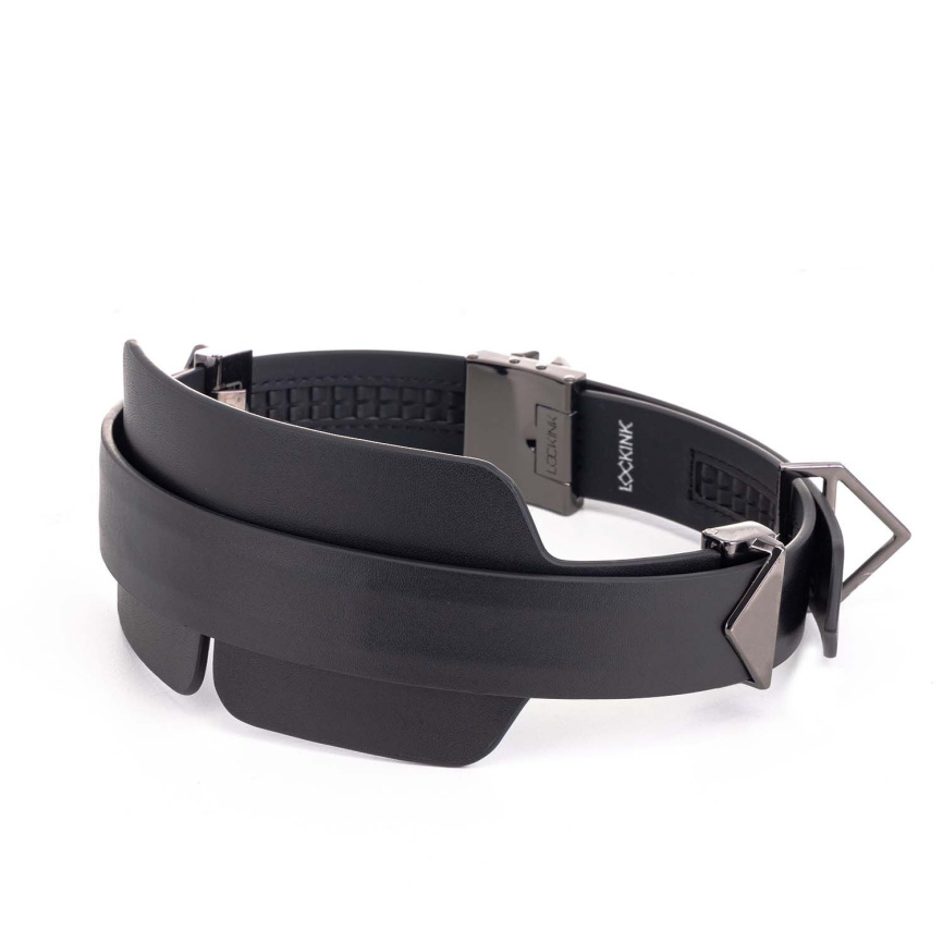 Маска на очі LOCKINK Blindfold Kit, чорна, натуральна шкіра, регульований обсяг фото 4