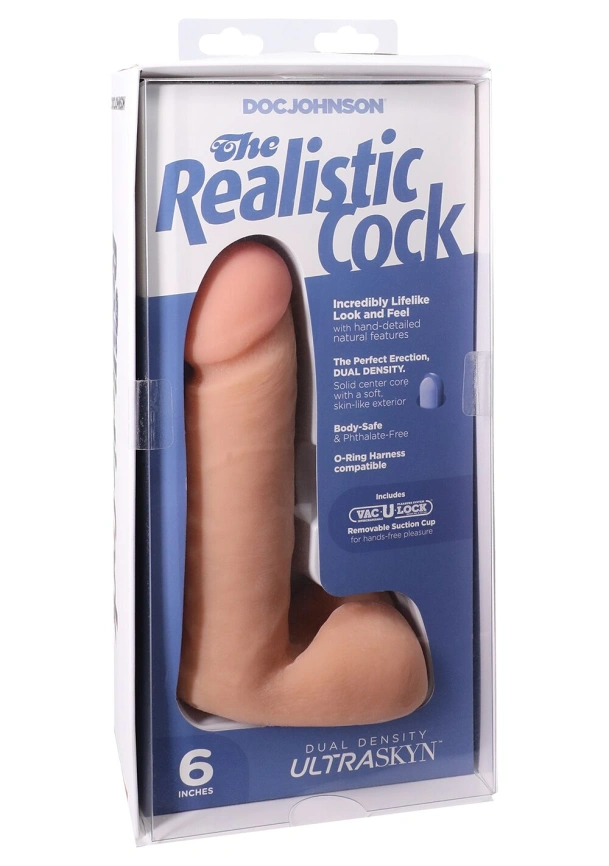 Фаллоимитатор Doc Johnson The Realistic Cock 6 inch White — ULTRASKYN, Vack-U-Lock, диаметр 4,3 см фото 8