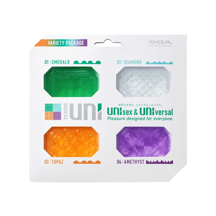 Набор унисекс-стимуляторов Tenga UNI Variety Pack (4 шт), лубрикант в комплекте фото 1
