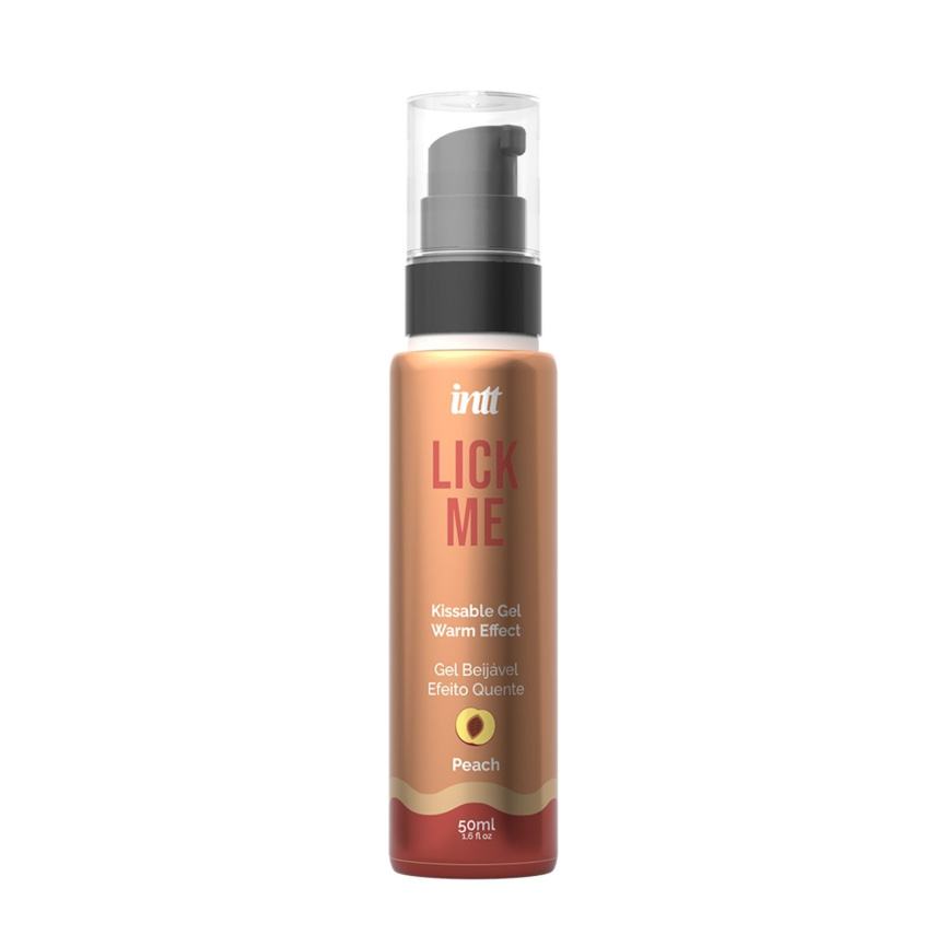 Гель для оральних пестощів із зігрівальним ефектом INTT Lick Me Kissable Gel Peach 50 мл, без цукру фото 1