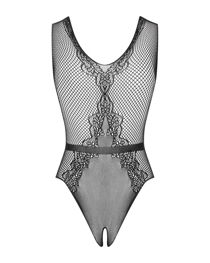 Сетчатый бодистокинг с доступом Obsessive B115 teddy S/M/L, черный фото 6