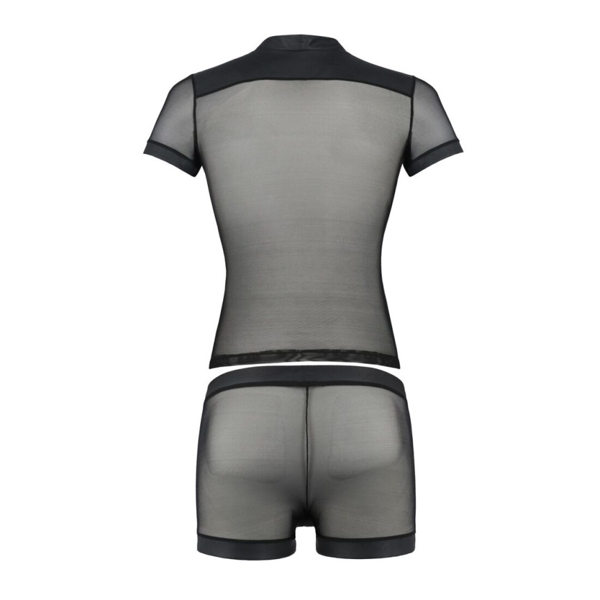 Комплект сітчастої чоловічої білизни Passion 052 SET MICHAEL L/XL black, сорочка, боксери, заклепки фото 12