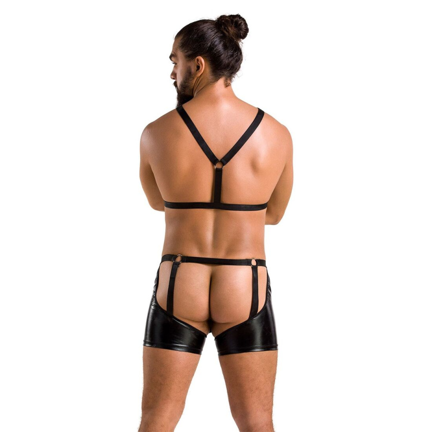 Комплект еротичної чоловічої білизни Passion 047 SET JOHN XXL/XXXL Black, труси, портупея фото 10